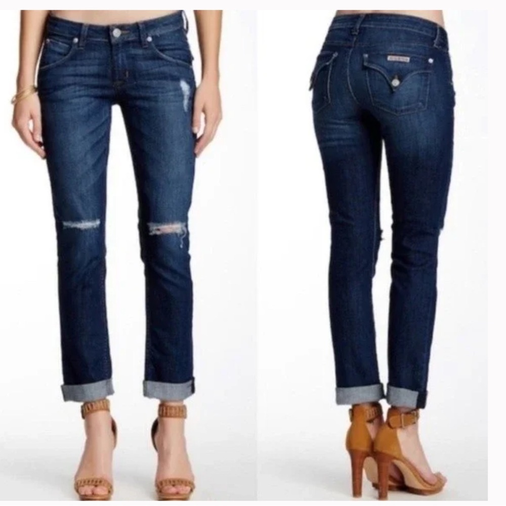 Hudson Bacara Crop‎ Straight Cuffed Distressed Jean